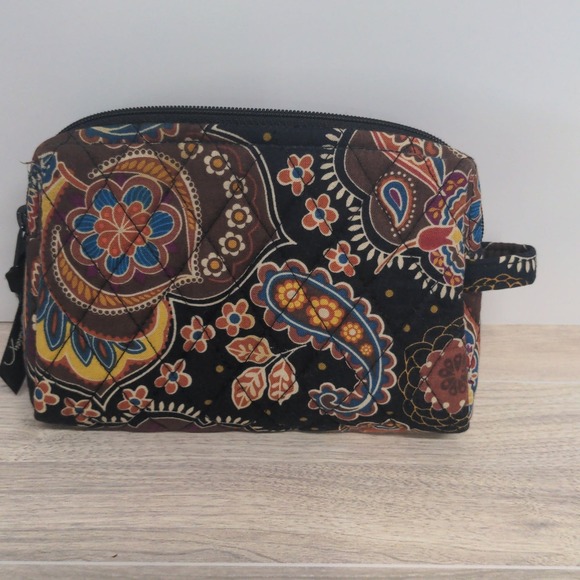 Vera Bradley Kensington Brown Retired Floral Cosmetic Makeup Bag - Picture 2 of 4